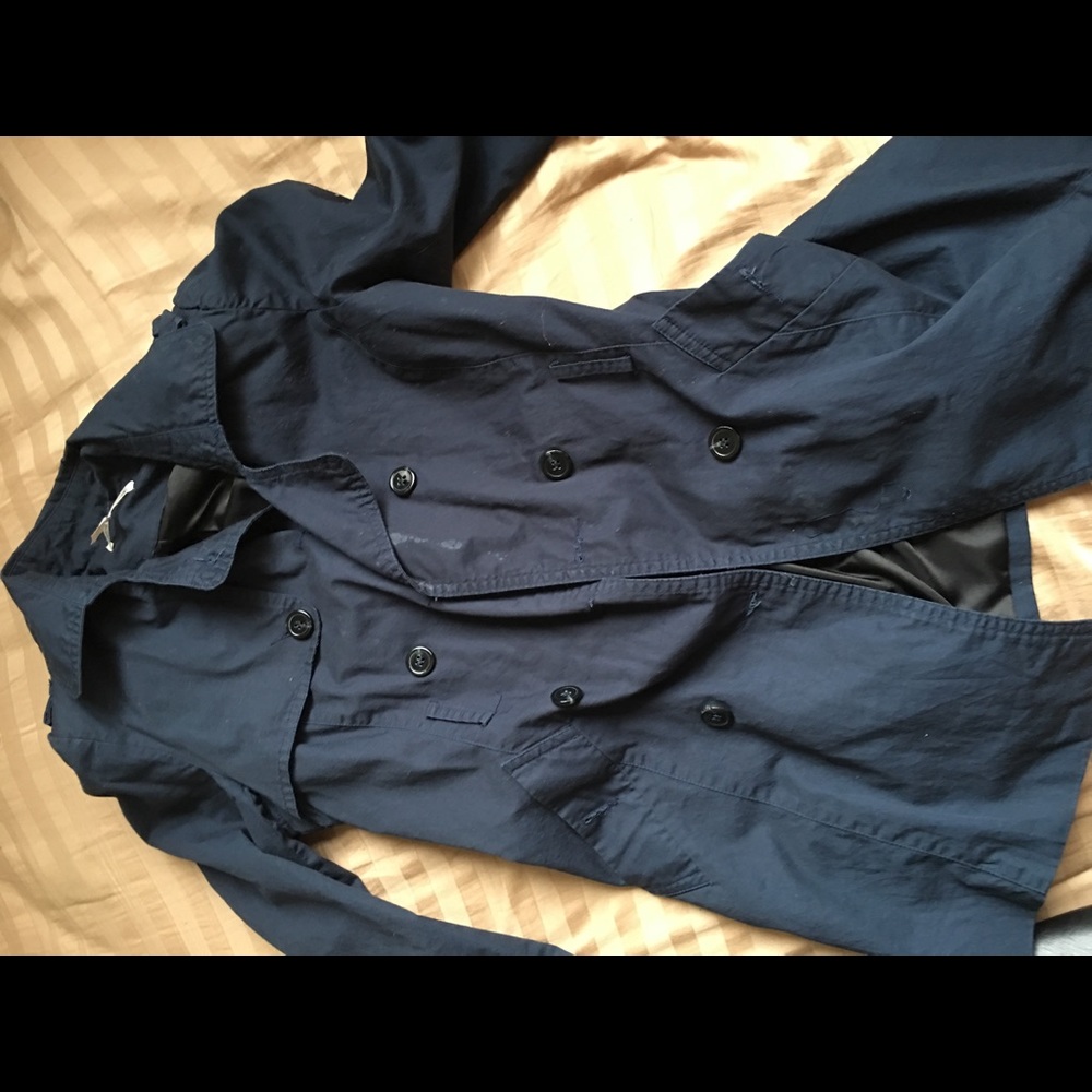 Navy blue mid trench coat